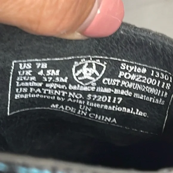 ARIAT Women’s slide Mules Black Turquoise Leather Upper SIZE 7B - Picture 10 of 11